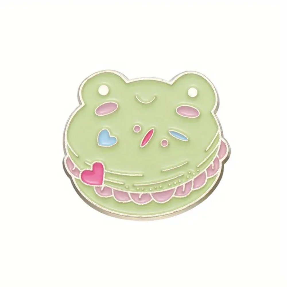 $5 | Cartoon frog dessert Macaron enamel pin